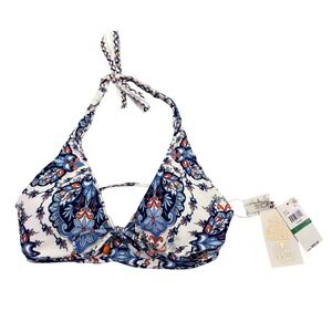 Becca By Rebecca Virtue Swim Suit Top Women's Large NWT Reversible Halter Bikini